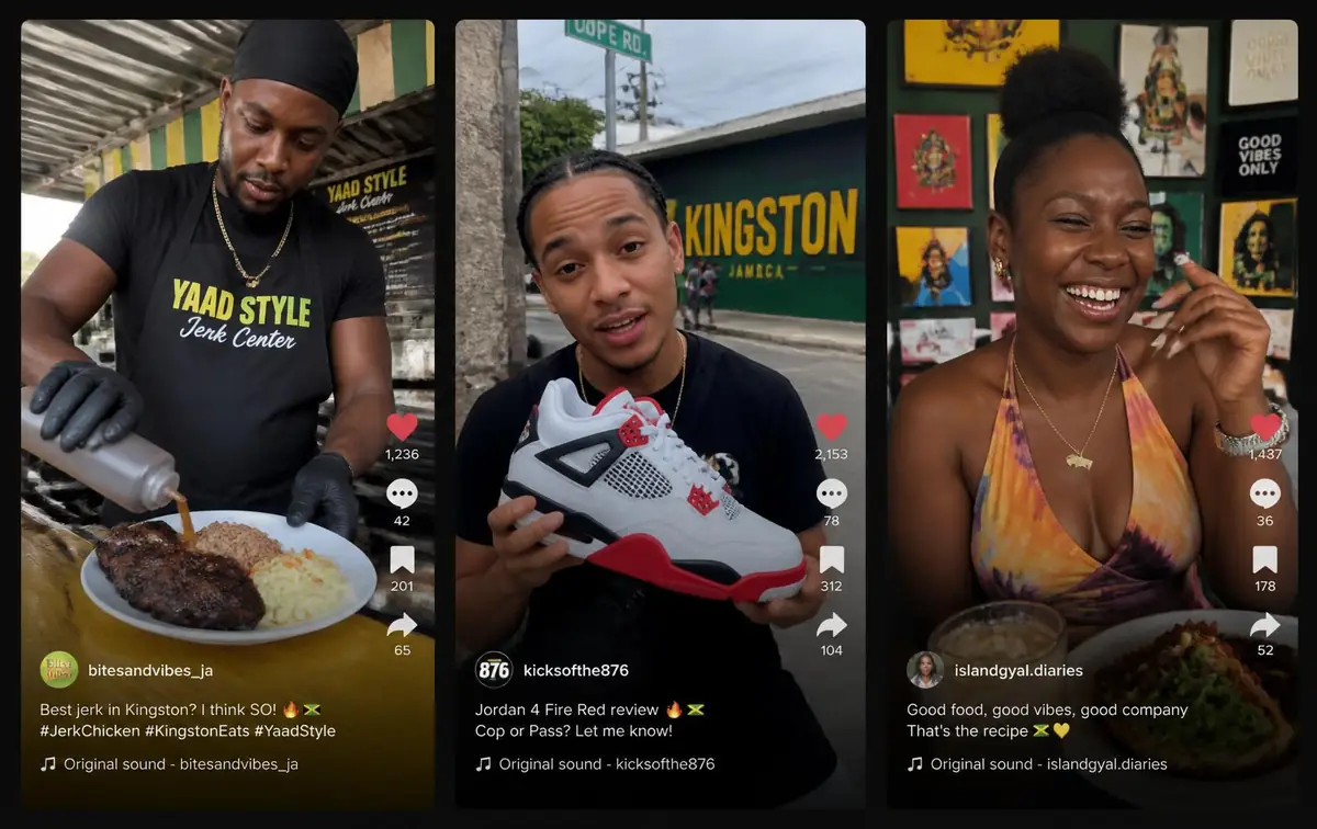 Real UGC video stills from Jamaican creators